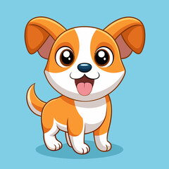 Cute Cartoon Puppy – Big Eyes, Floppy Ears, Orange Fur, Adorable Character Design