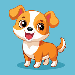 Cute Cartoon Puppy – Big Eyes, Floppy Ears, Orange Fur, Adorable Character Design