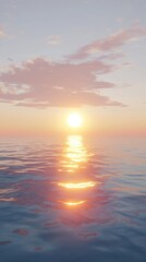 Fototapeta premium Crimson sunset over tranquil sea serene landscape nature peaceful evening reflective viewpoint