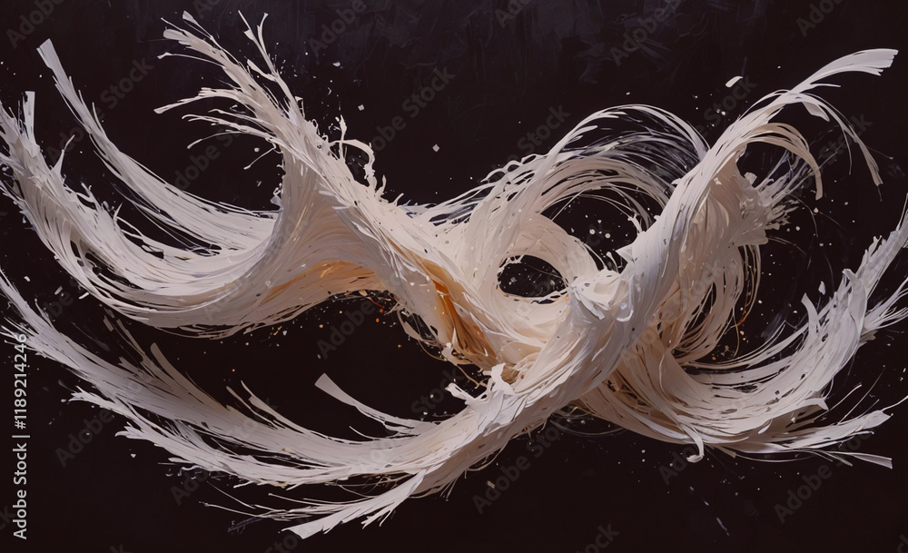 Poster piece of art with a lot of white lines and shapes. the lines are very thin and the shapes are very l