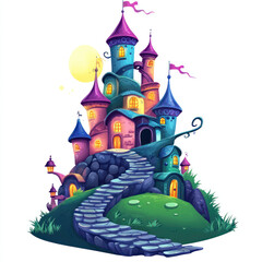Whimsical Colorful Castle on a Hill
