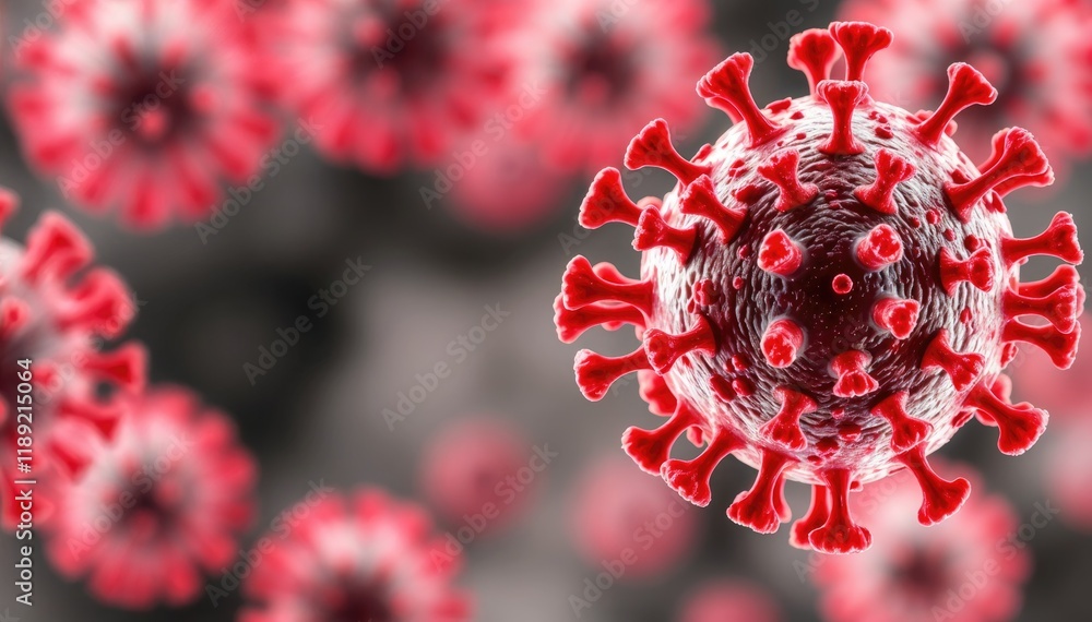 Poster Microscopic view of virus particle rendering of viral structure