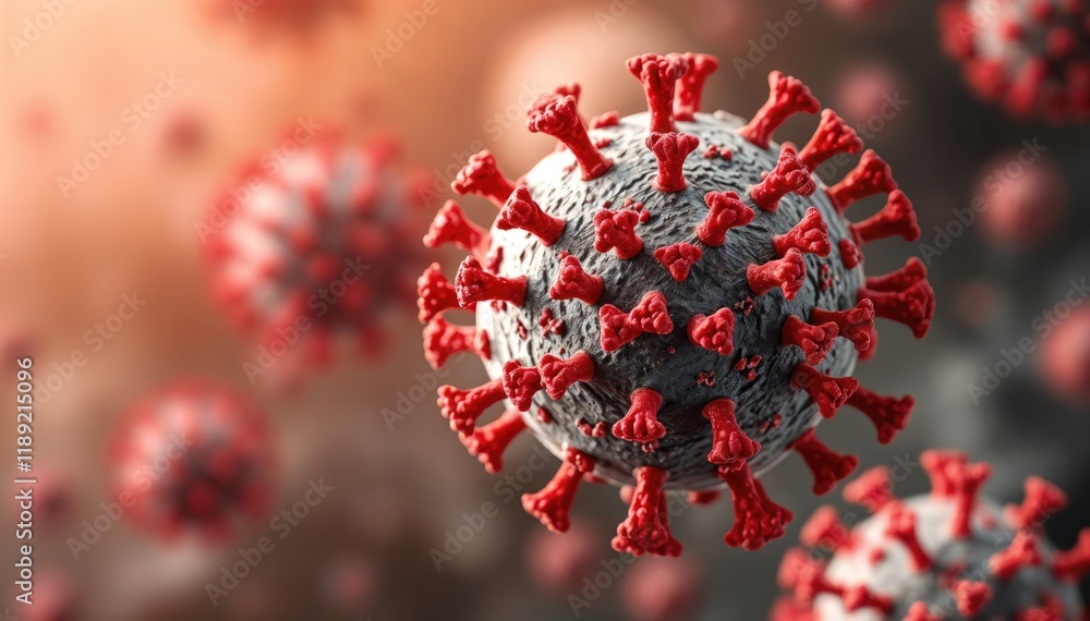 Leinwandbilder microscopic view of hmpv virus particle 3d render
