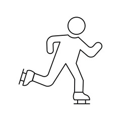 Ice Skating lineal icon with white background vector stock illustration