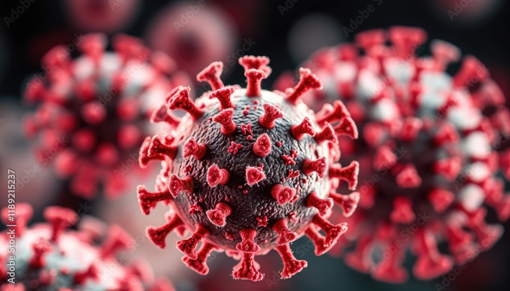 Aufkleber microscopic view of hmpv virus particles 3d rendering
