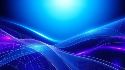 Abstract digital background in wave style in blue, purple colors with copy space representing technological flow