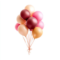Colorful balloons cluster, isolated on a white background.