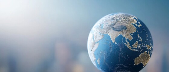 Global connection, city backdrop. Website banner