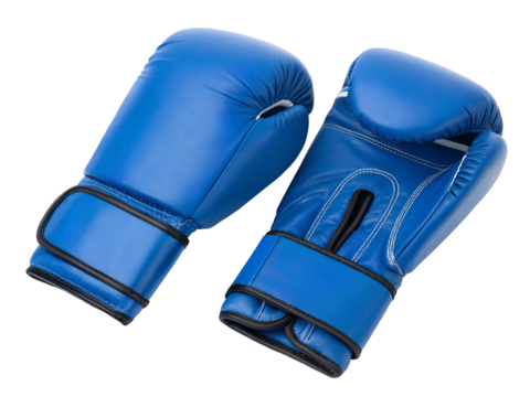  Boxing gloves blue colour  on white background. Sports and leisure concept
