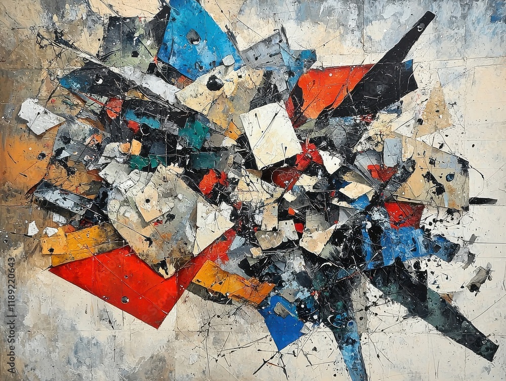 Poster dynamic abstract expressionism art installation contemporary gallery visual artwork urban environmen