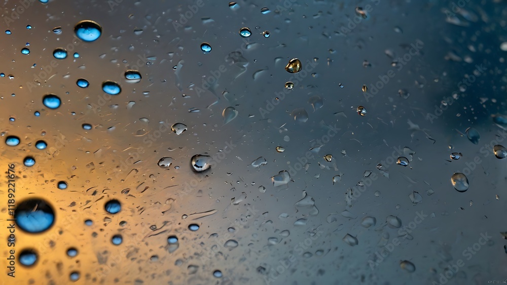 Aufkleber raindrops on a window create an abstract pattern suitable for business use, demonstrating a unique p