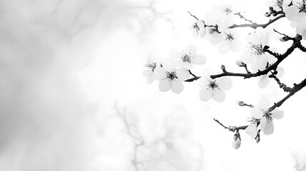 Delicate White Blossoms on a Branch in Soft Light