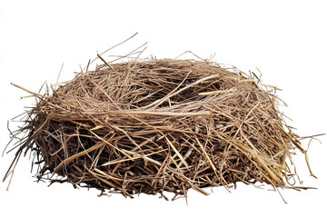 Obraz premium An empty bird's nest isolated on a transparent background. 