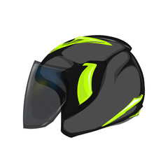 Fototapeta premium a black motorcycle helmet with green trim decoration