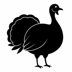 Turkey silhouette vector black animal on white background