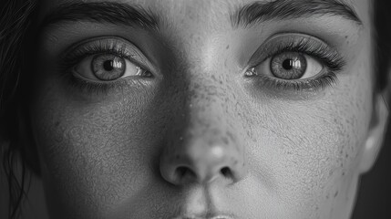 Fototapeta premium Emotive close-up portrait of a young woman contemporary art setting monochrome style captivating detail modern concept