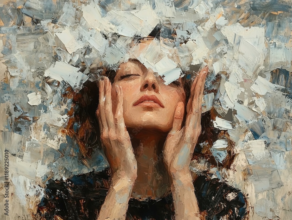 Poster contemporary art dynamic brushstroke compositions emotional expression gallery setting visual art cl