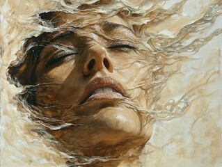 Obraz premium Captivating mixed media art exhibit showcasing emotions in contemporary art urban gallery modern art space