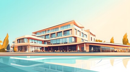 Modern Hotel Resort With Infinity Pool and Scenic View