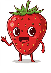 Fototapeta premium Cheerful Cartoon Strawberry Character Illustration Happy Fruit Mascot Design Red Berry