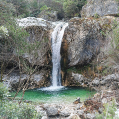 Waterfalls on the river Ourlia near Dion village, Olympus mountain, Greece