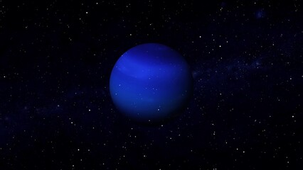 3d neptune planet zoom out space with star