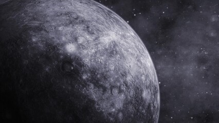 3d Mercury planet view space galaxy