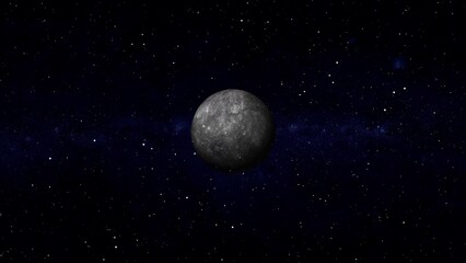 3d mercury planet zoom out on space star