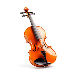 Orange violin on a white isolate background.