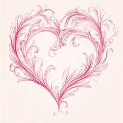 A single beautiful heart shape with elaborated pattern decoration for Valentine&rsquo;s Day greeting card design.