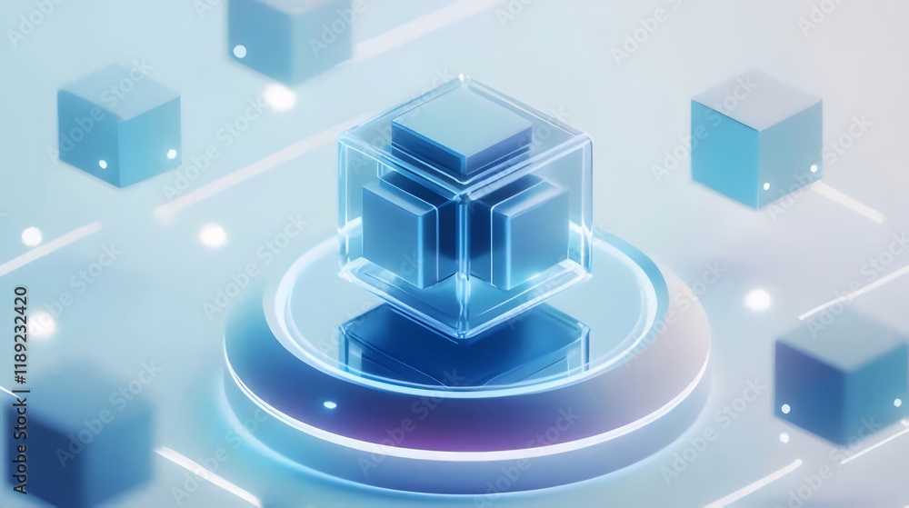 Aufkleber abstract digital cube structure.
