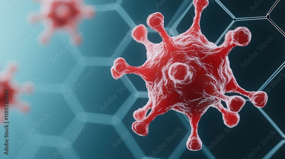 Aufkleber magnified visualization of a virus cell with molecular structure background