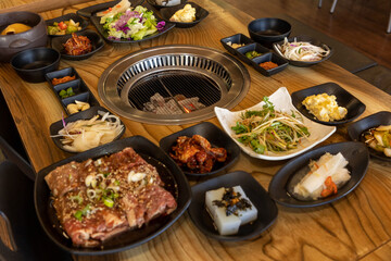 Korean BBQ. Seasoned beef ribs