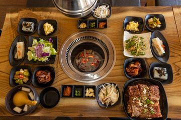 Korean BBQ. Seasoned beef ribs