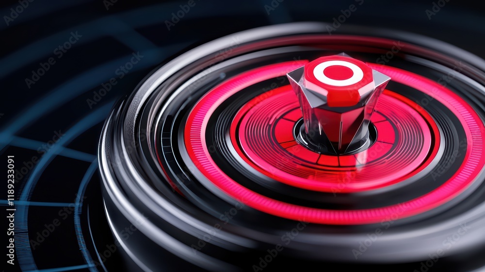 Poster abstract circular design with red and black elements in motion