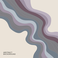 A wavy abstraction combining shades of lilac, purple and blue, creating the effect of depth and relief. Lines smoothly change width, adding dynamism to the composition.