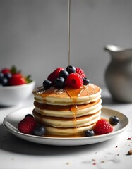stack of pancakes with berries