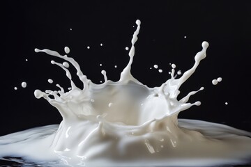 milk splashing in the air with a black background