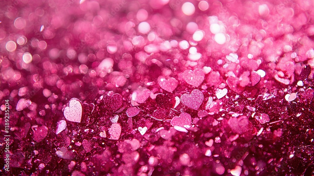 Poster Pink Sparkling Abstract Background with Hearts and Subtle Lines
