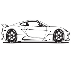 Black vector illustration of a racing car on a transparent background. Ideal for automotive designs, transportation themes graphics, and vehicle illustrations