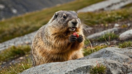 Fototapeta premium marmot in the mountain