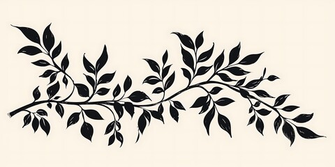 A refined black plant ornament graphic with intricate, elegant curves, designed on an isolated background for a timeless and sophisticated appeal.