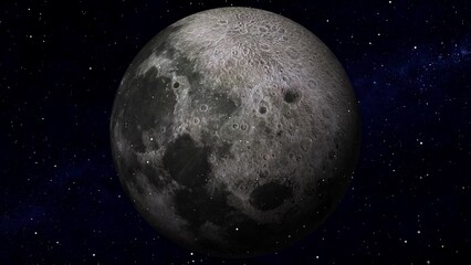 3d moon planet zoom out on space with star