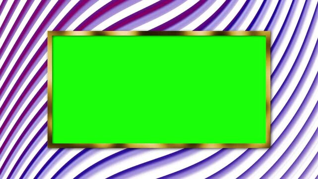 Purple and white striped frame with green rectangle and gold border. Perfect for creating elegant and stylish digital designs. 4k animation