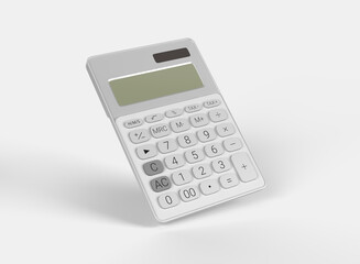 white calculator left side with numbers on white backdrop