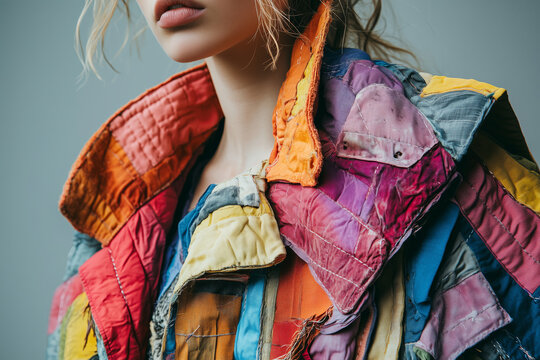 Vibrant sustainable fashion collection highlighting unique textile artistry