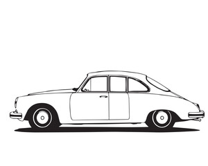 Black vector illustration of a car on a transparent background. Ideal for automotive designs, transportation themes graphics, and vehicle illustrations