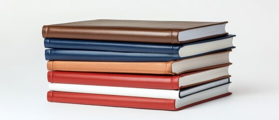 stack of colorful books on white background