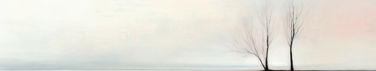 Obraz premium Serene landscape featuring barren trees against a soft pastel sky