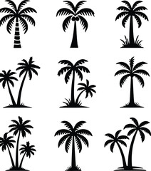 A tree silhouette, icon,  white background 